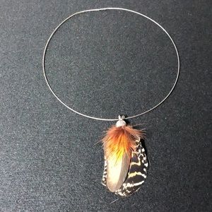 Vintage 90's Feather & Sterling Silver Necklace